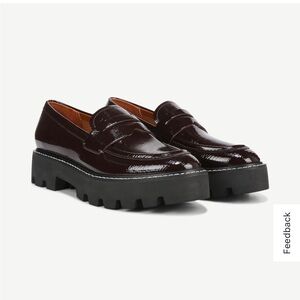 Franco Sarto Burgundy Patent Leather Lug Sole Loafers